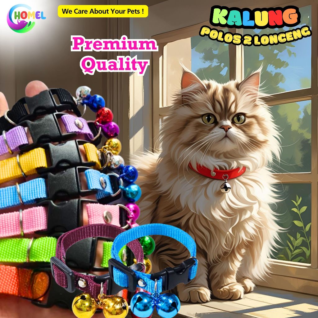 Kalung Kucing 2 Lonceng 14 Mm Super Murah Kuat Grosir Kitten Aksesoris Lucu CHOMEL