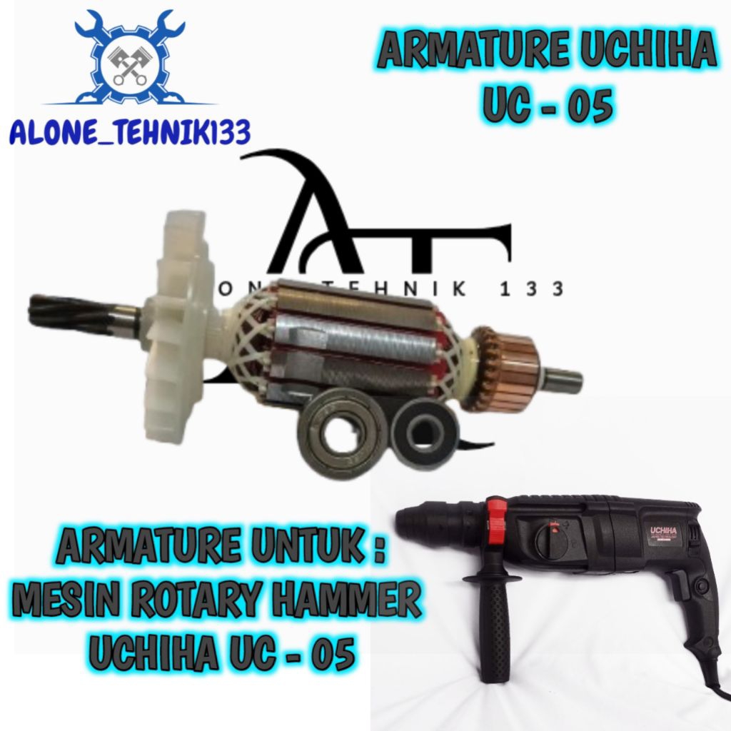ARMATURE ANGKER UC-05 ANGKER MESIN BOR ROTARI HAMMER UCHIHA UC-05 ROTOR DINAMO UNTUK MESIN UCHIHA 3 