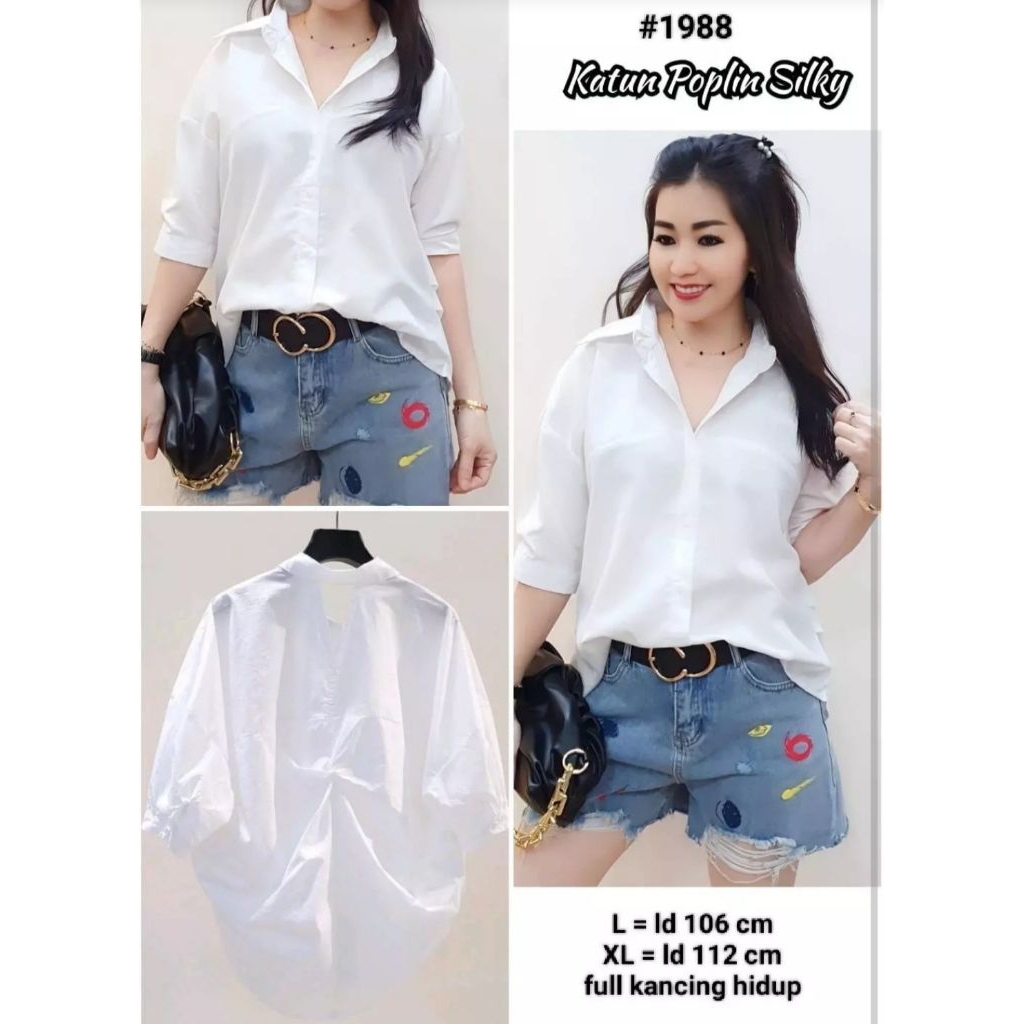 kemeja blouse fashion wanita casual / kemeja katun poplin polos