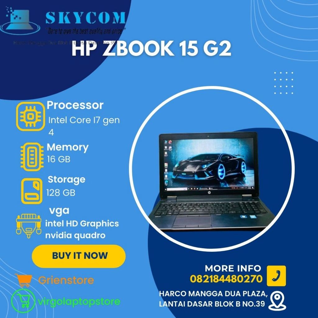 HP ZBOOK  15 INTEL CORE I7 GEN 4 RAM 16 GB SSD 128 GB