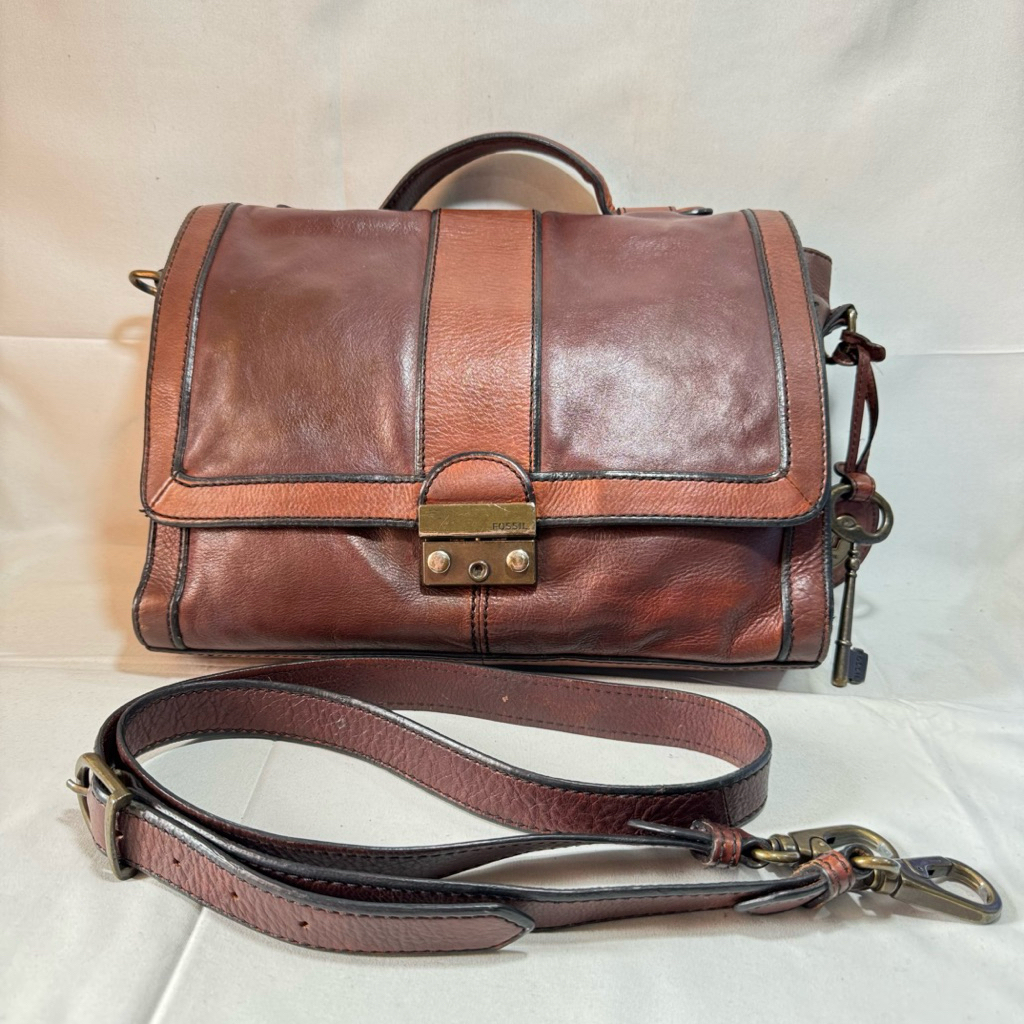 F292. FOS*IL VRI MESSENGER TWO TONE ESPRESSO