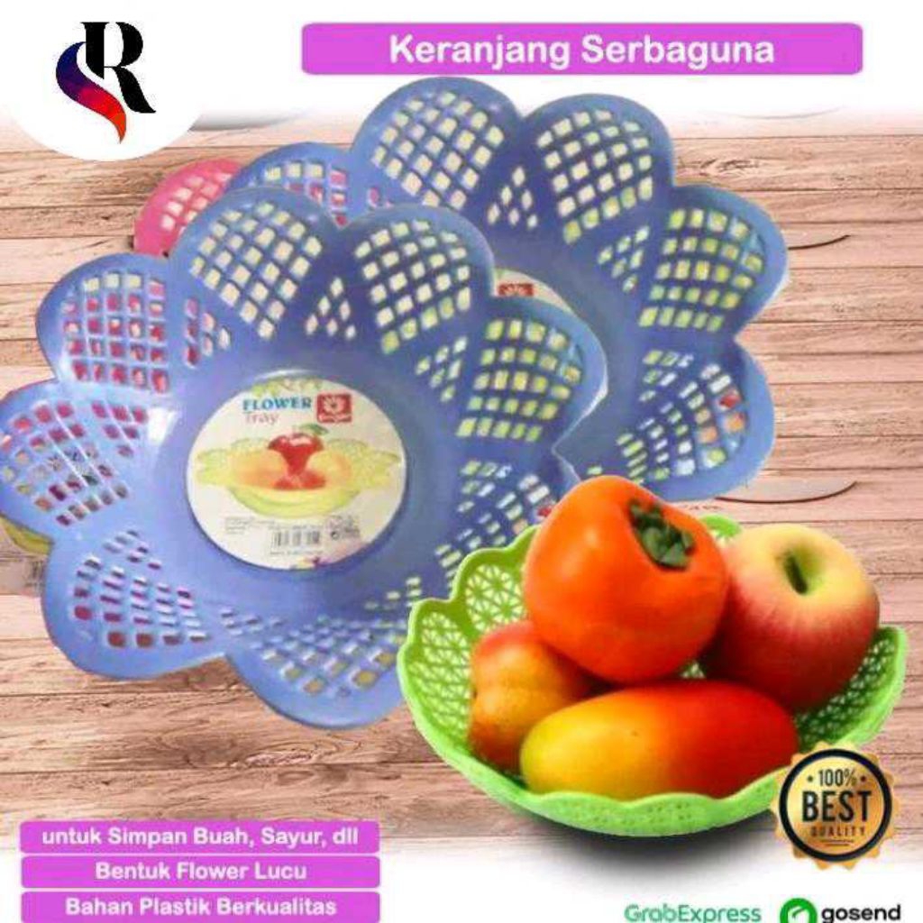 Tempat Buah Sayur Saringan Keranjang Trisan Model Bunga flower Wadah Bumbu Dapur Unik Bahan Plastik