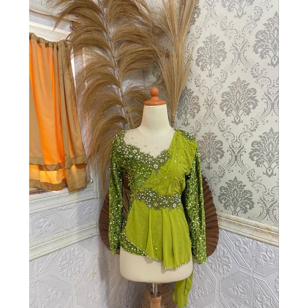 kebaya hijau lime selendang M,L,XL