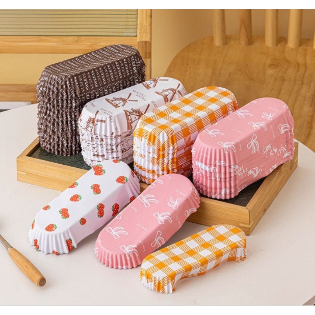 200pcs paper cup roti oval / paper cup case roti / kertas roti anti lengket