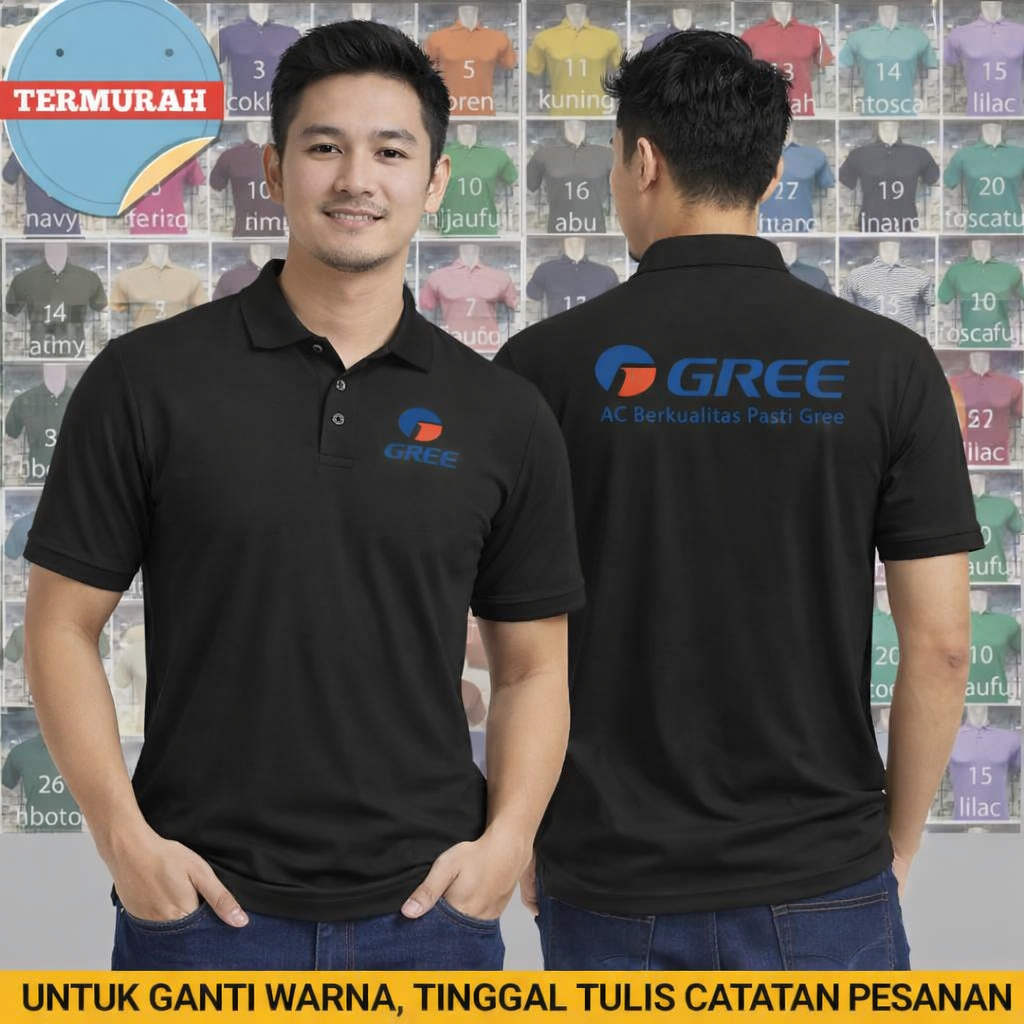 WARNA baju polo kaos kerah Seragam Teknisi AC gree berkualitas atasan pria