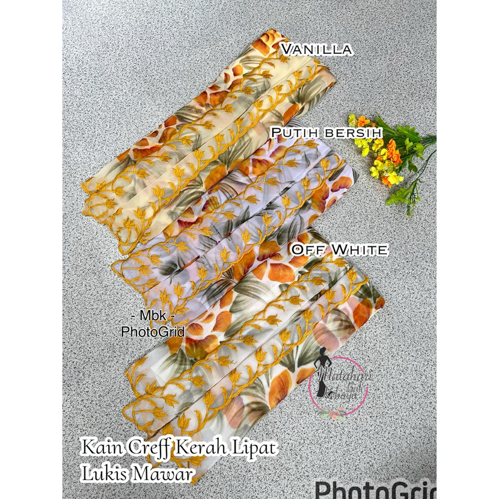 KAIN BORDIR CREFF KERAH LIPAT LUKIS MAWAR