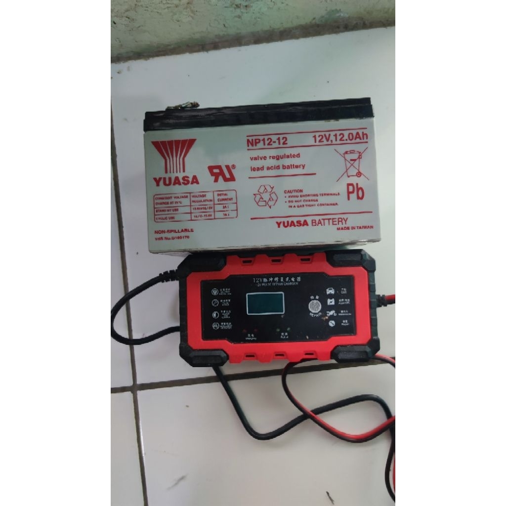 aki Yuasa 12v 12ah+ casan barang bekas pemakaian ngonten kondisi normal 100%