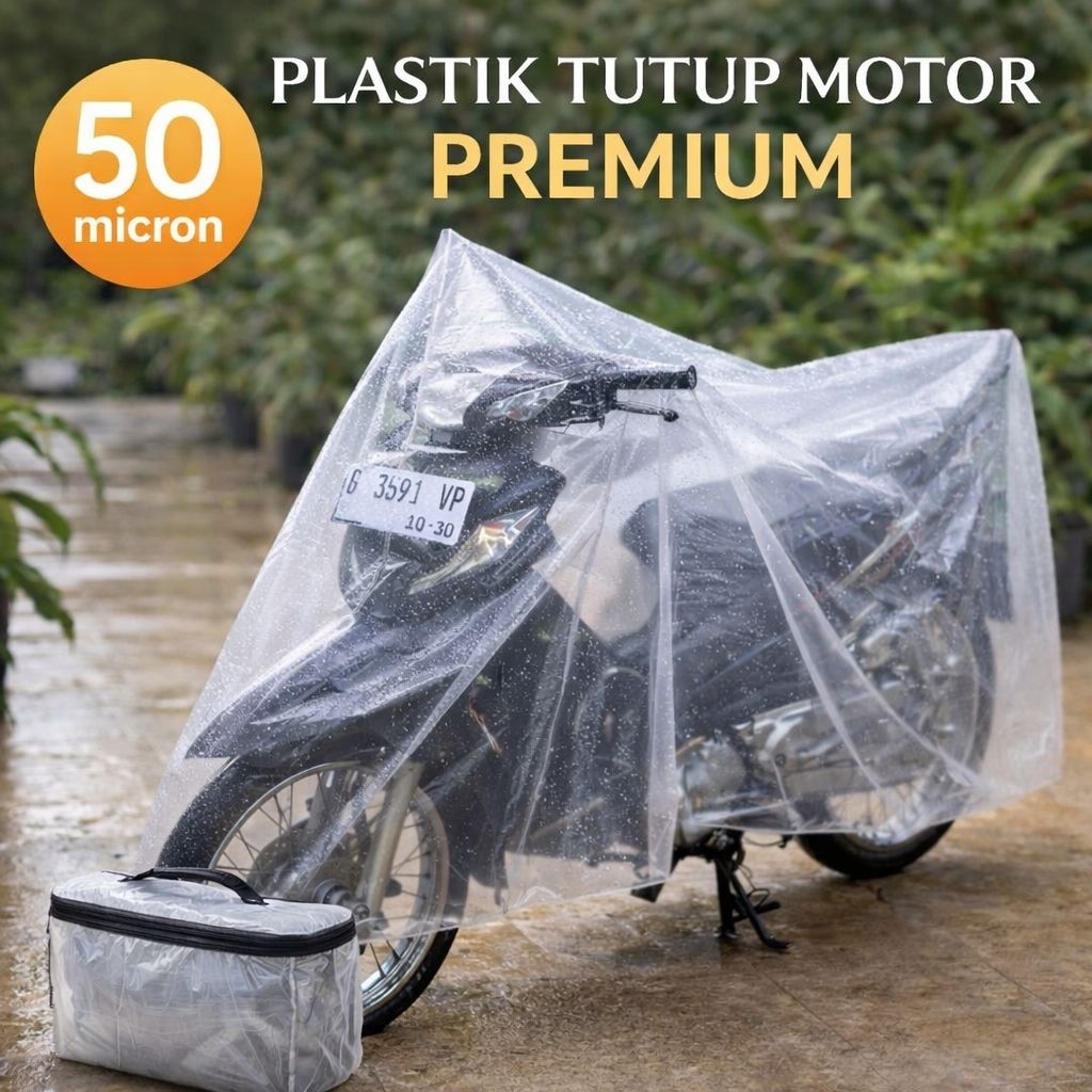 cover motor transparan premium cover motor Supra beat Revo sarung motor anti hujan