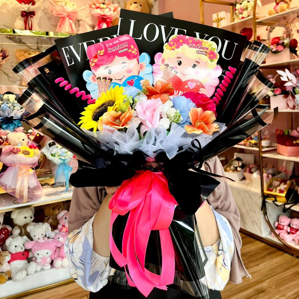 Buket Bunga Beruang Silverqueen Valentine Kado Romantis Kado Ulang Tahun Kado Anniversary