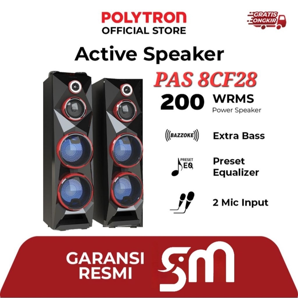 Speaker Aktif Polytron PAS 8CF28 Active 8 inch PAS8CF28 Bluetooth Super Bass XBR