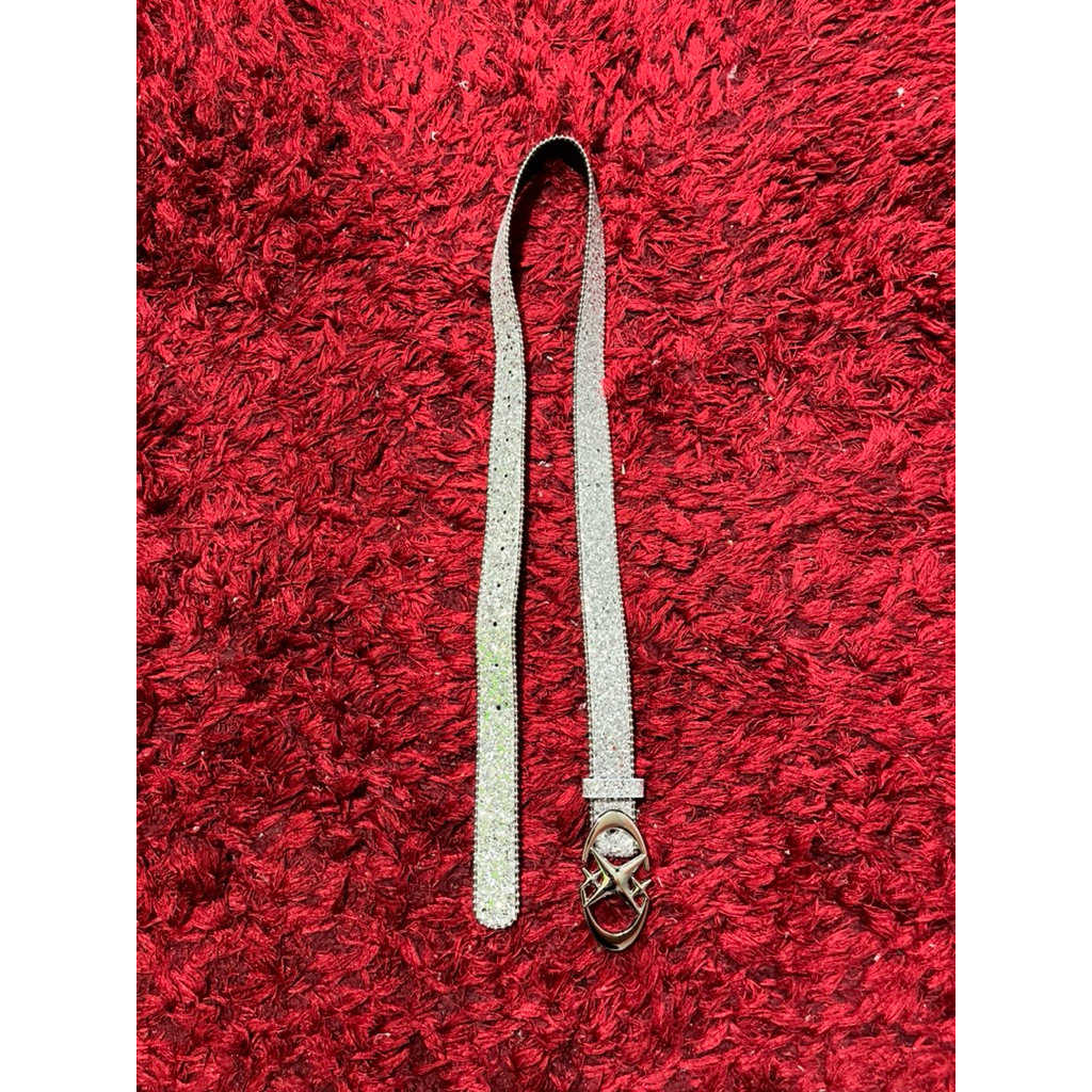 y2k belt rhinestone silver