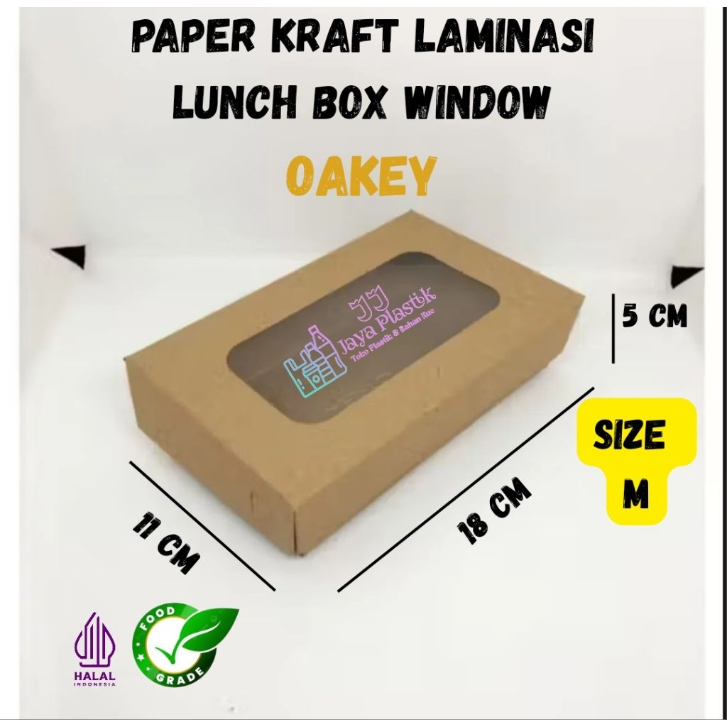 Lunch Box M WINDOW OAKEY / Paper Kraft Full Laminasi (Pack : 100Lembar)
