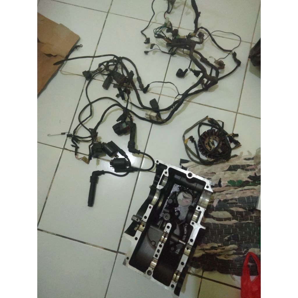 kabel body ninja 250 karbu copotan set bendik+spul+Kel set cop busi+krengkes bawah