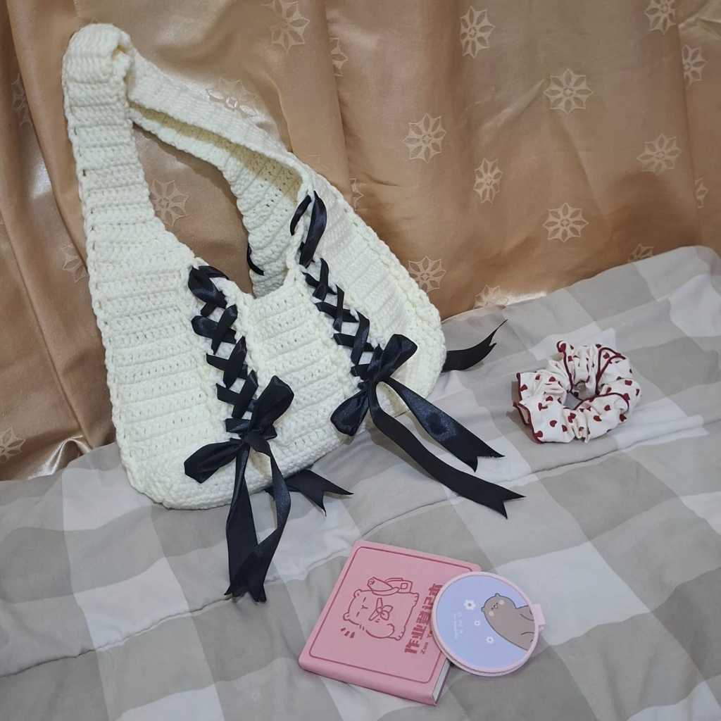 Cinta Bag Crochet/Tas Rajut/Tas Rajut Lucu/Tas Putih/Tas/Shoulder Bag/Crochet Bag