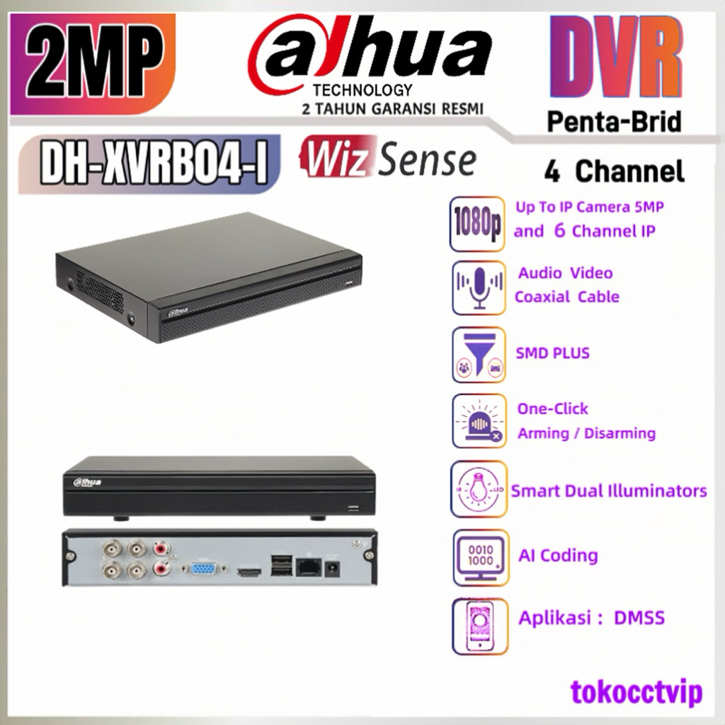 DVR DAHUA  4 CHANNEL  2MP  1080  WIZsense