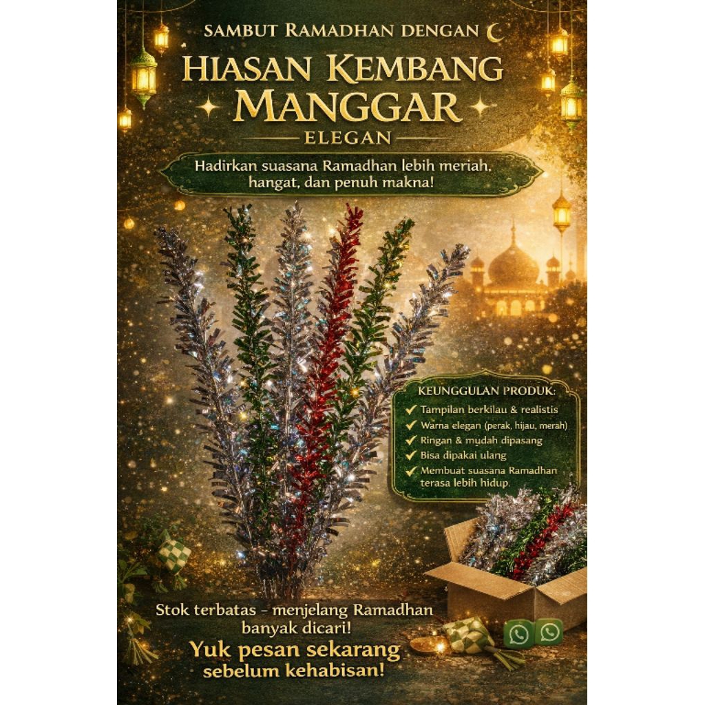 Kembang Manggar / Bunga manggar cantik kertas Hologram (isi 5 buah)