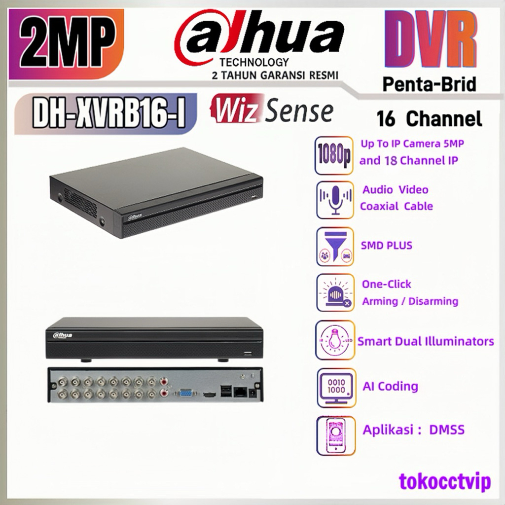DVR DAHUA  16 CHANNEL  2MP  1080p  PENTA - BRID  Wizsense