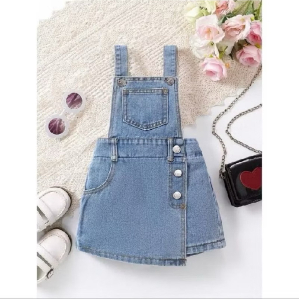 OVERALL ANAK JEANS PEREMPUAN USIA 1-7 TAHUN-OVERALL JEANS ANAK-ANAK PEREMPUAN