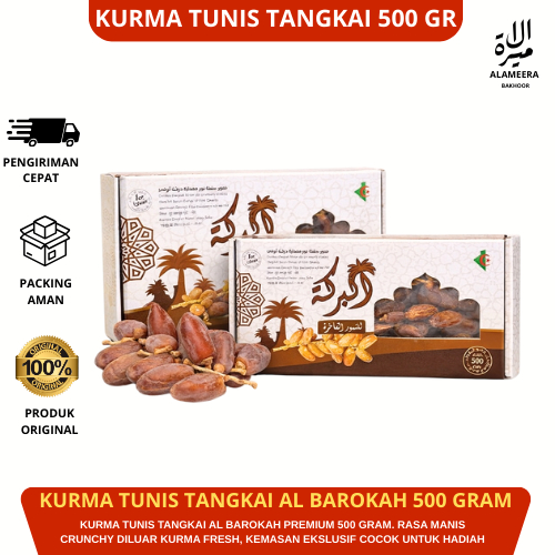AL BARKAH Kurma Deglet Noor 500g Manis Gurih Tangkai Asli Semi Kering