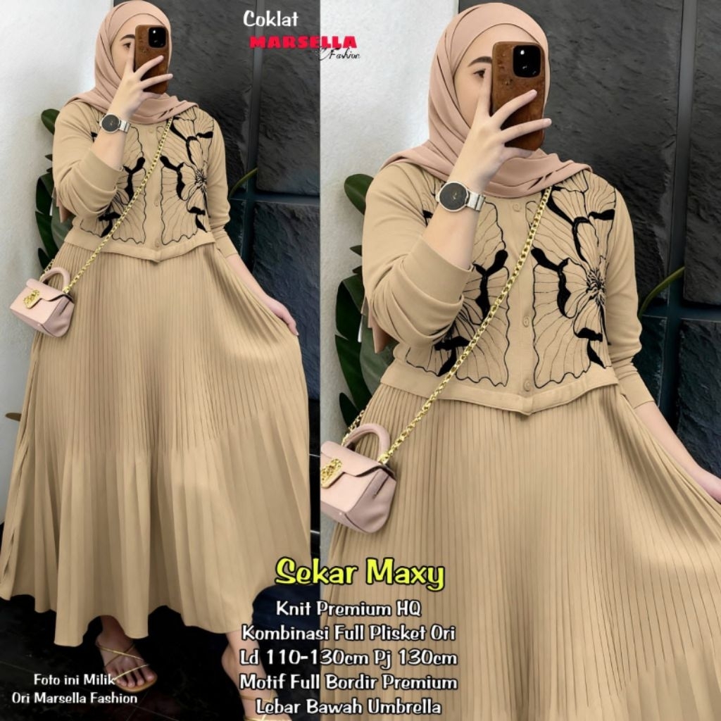 Sekar Baju Gamis Maxy Ld 130 120 110 Kaos Knit Premium Mix Plisket
