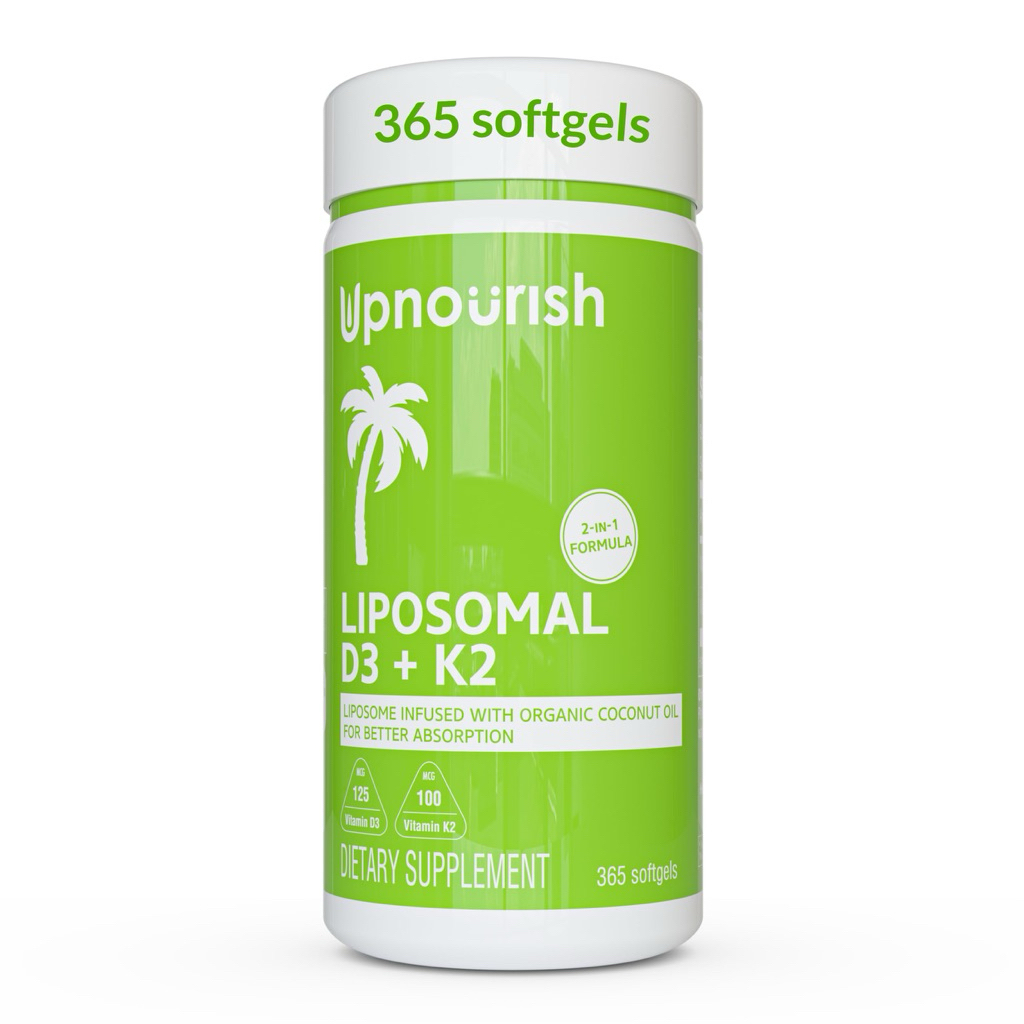 Upnourish Liposomal Vitamin D3 5000 IU + K2 100 mcg isi 365 softgels