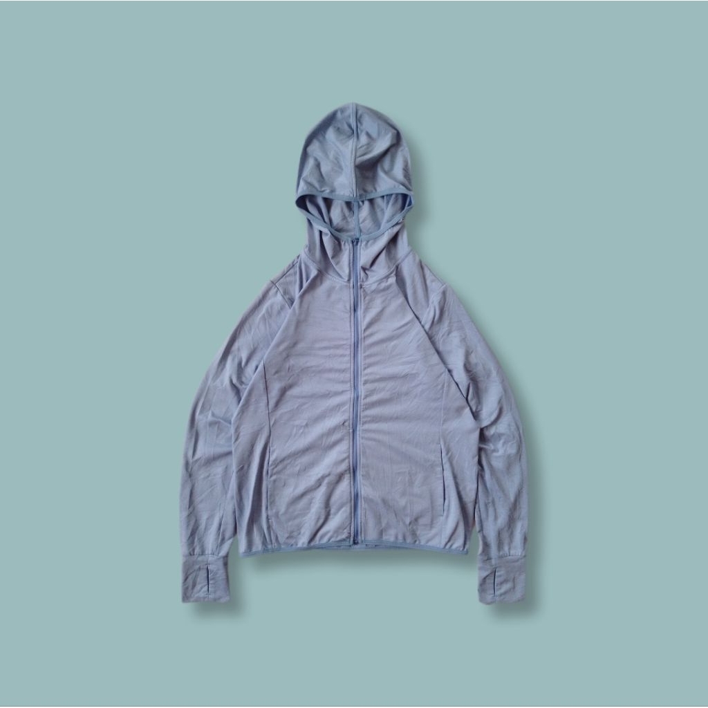 Uniquesport - Jaket Olahraga Running Uniqlo AIRism UV Cut Cornflower Blue Second