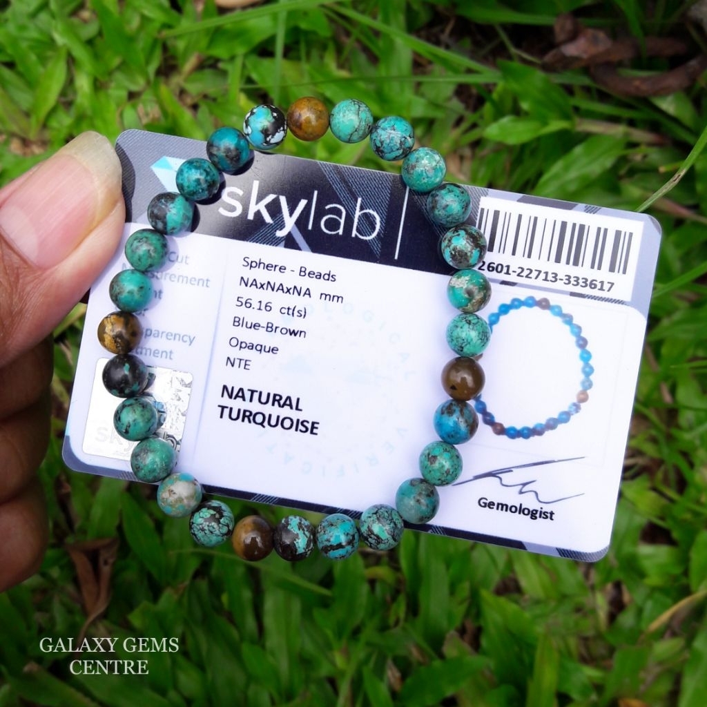 Natural Pirus Turquoise Gelang Permata Batu NTE No Treatment Include Certificate Memo