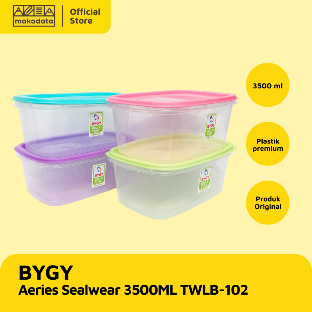 FOOD CONTAINER / STORAGE BOX / KOTAK PLASTIK BYGY AERIES SEALWEAR 3500ML TWLB-102 PASTEL (12 PCS) MU