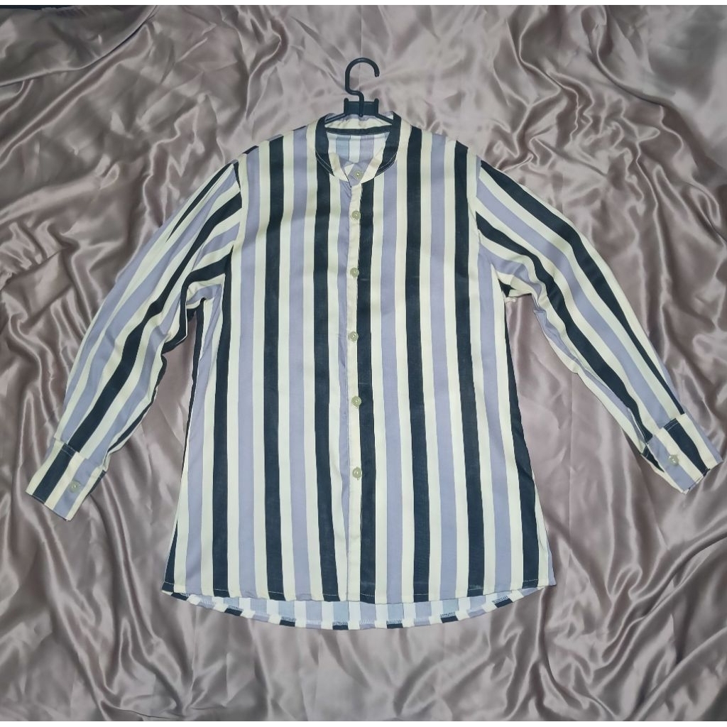 kemeja salur/atasan wanita bahan adem/katun rayon/blus salur