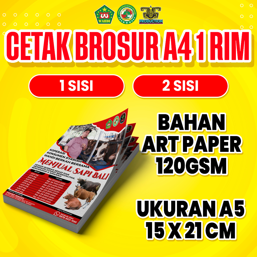 CETAK BROSUR A4 2 SISI 1 RIM