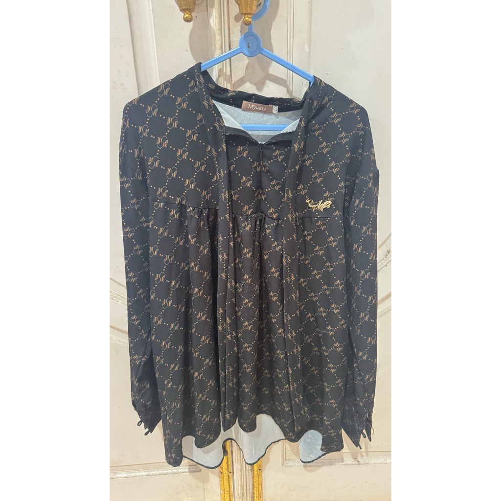 My Lady kemeja blouse ukuran L preloved hitam black raya collection lebaran