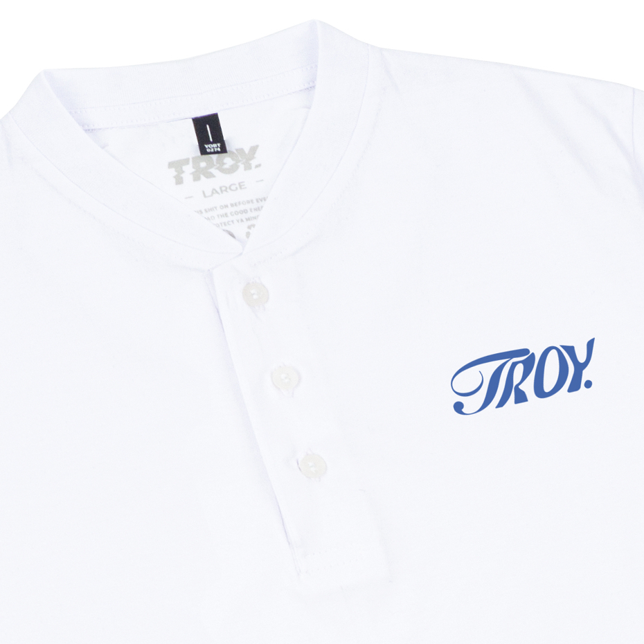 Troy Company Baju Koko Pria Putih Lengan Pendek Kerah Shanghai Blueberry KKD 3023