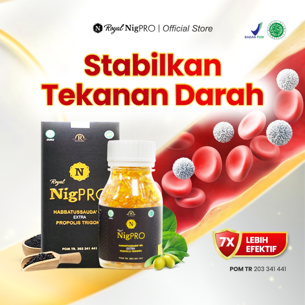Suplemen Hipertensi Jaga Tekanan Darah Stabil | Habbatussauda & Extra Propolis | Royal NigPRO Isi 10