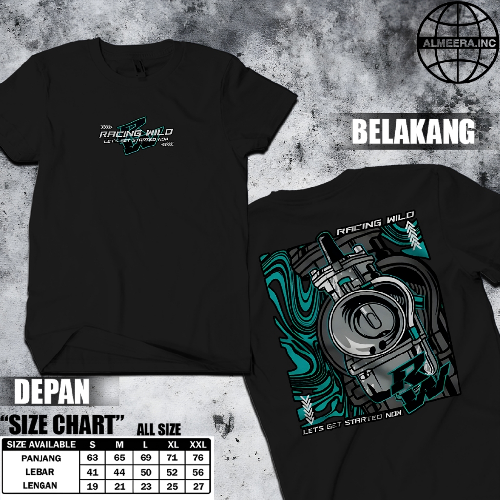 Kaos Racing Wild Lets Get Started Now - Baju Distro Motor Herex Unisex - Cotton Combed 24s