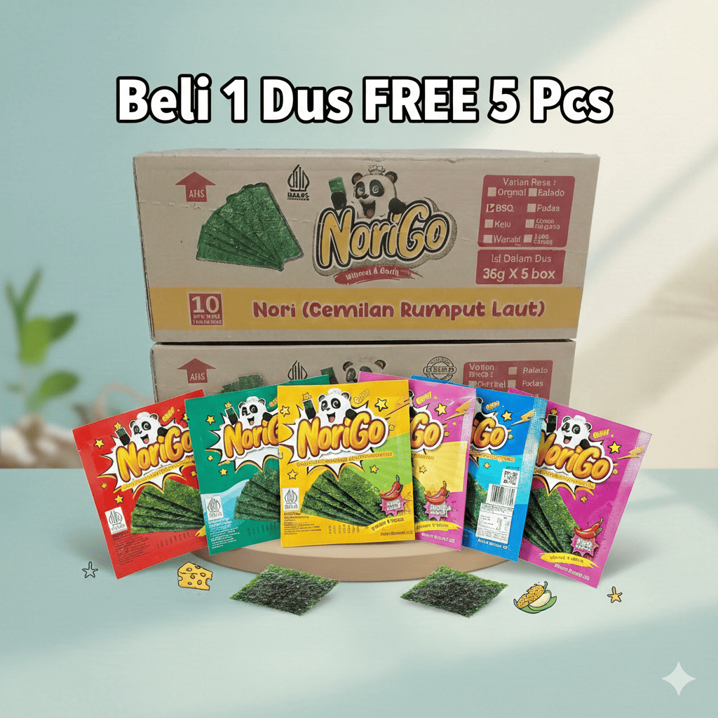 Norigo ( 1 DUS = 5 BOX) | Nori Snack Seaweed Rumput Laut