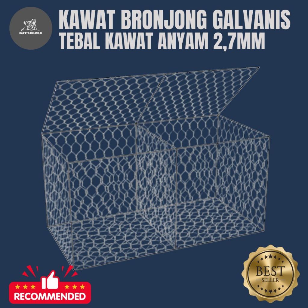 Kawat Bronjong Galvanis Tebal Kawat Anyam 2,7mm Variasi Ukuran