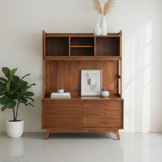 cabinet miniamlis, lemari dapur, lemari pajangan serbaguna kayu jati solid, cabinet teak wood