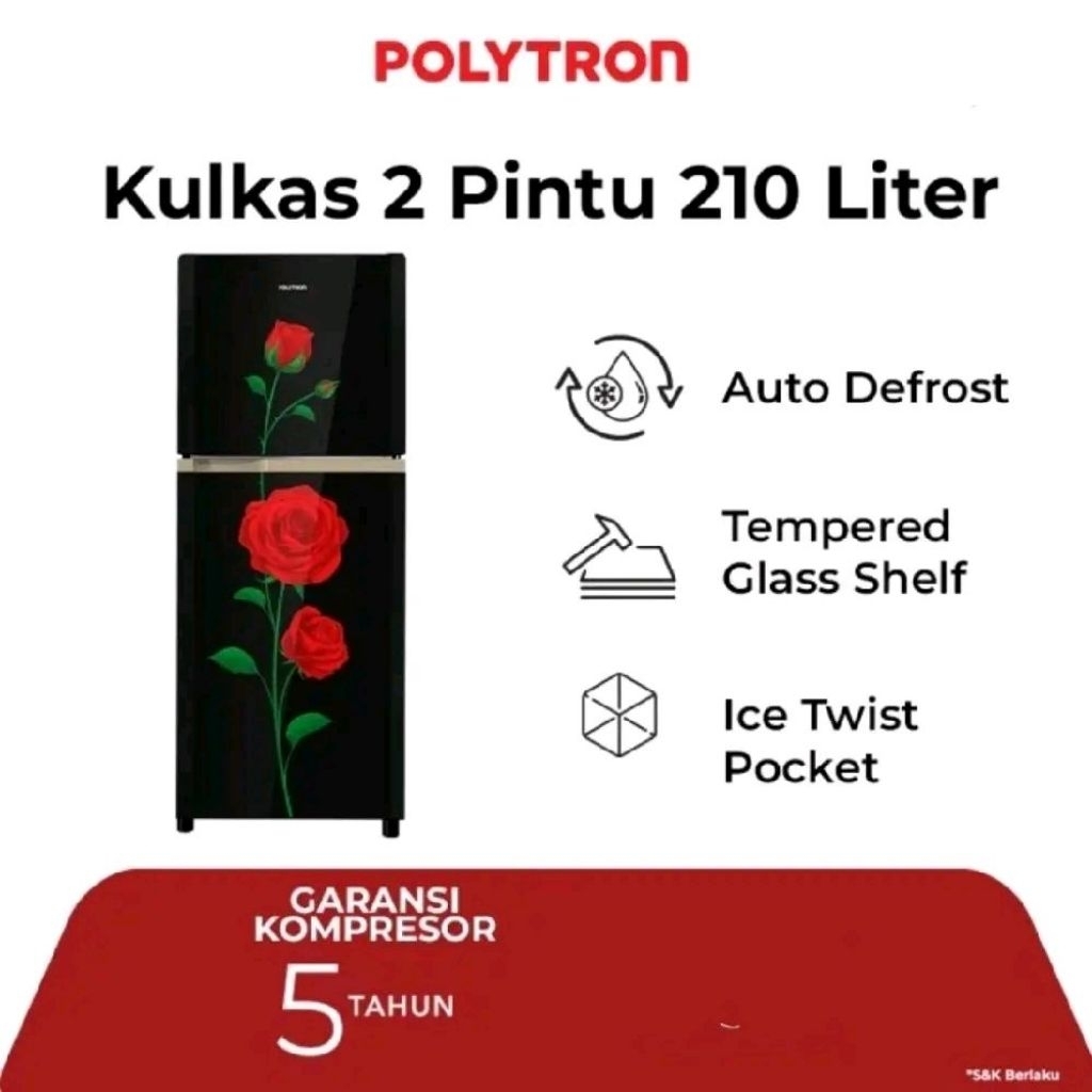 Kulkas Polytron PRM-21CRX | 2 pintu PRM21CRX belleza varia 210L 210 L PRM21