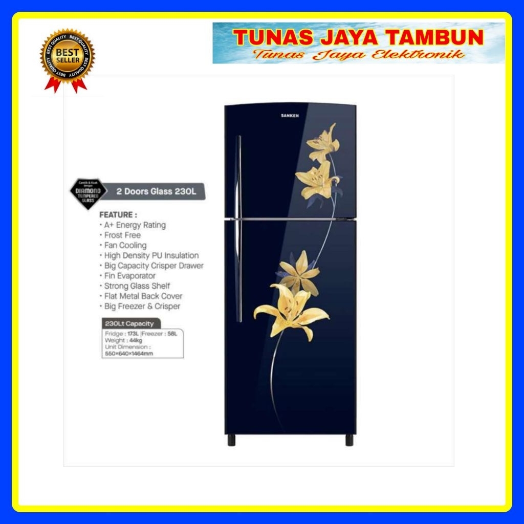 KULKAS SANKEN SKG 239 PEHNY / KULKAS SANKEN 2 PINTU 230 LITER 239 PEH-NY / SANKEN SK-G 239 PEH-NY