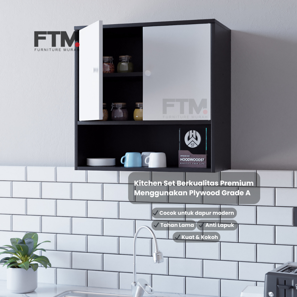 [FTM]Rak Dapur Gantung Atas Minimalis 2 Pintu Serbaguna Lemari Dapur