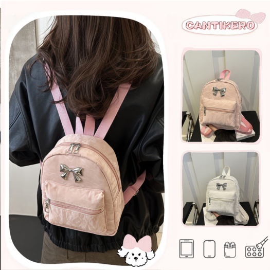 CANTIKERO Tas Ransel Wanita PU Lucu Mini Sintetis Model Terbaru Tas Cewek Korea Import Fashion Backp