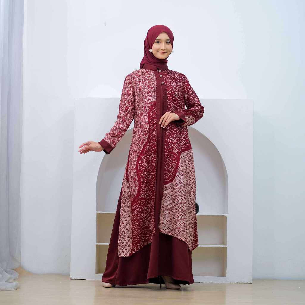 Diana Butik - SET OUTER GAMIS BATIK VISCOSE | Set Gamis Batik Viscose | Gamis Lebaran