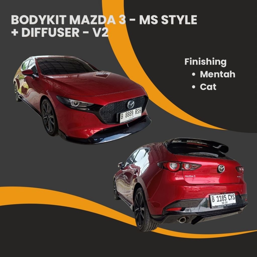 Bodykit Mazda 3 Ms Style +Diffuser belakang V2 Style
