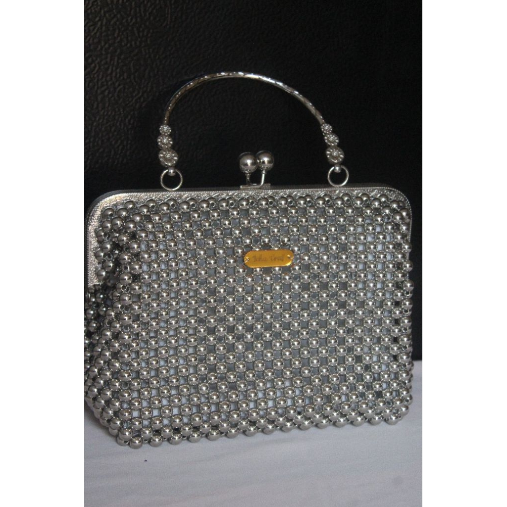 tas manik gagang besi/tas mutiara pearl gagang besi/tas ootd/tas genz/tas kekinian