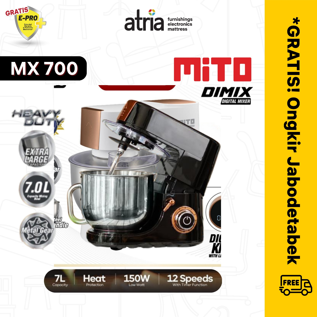 MITO Stand Mixer MX700 Pengaduk Adonan Kue 7L Maxi Mixer