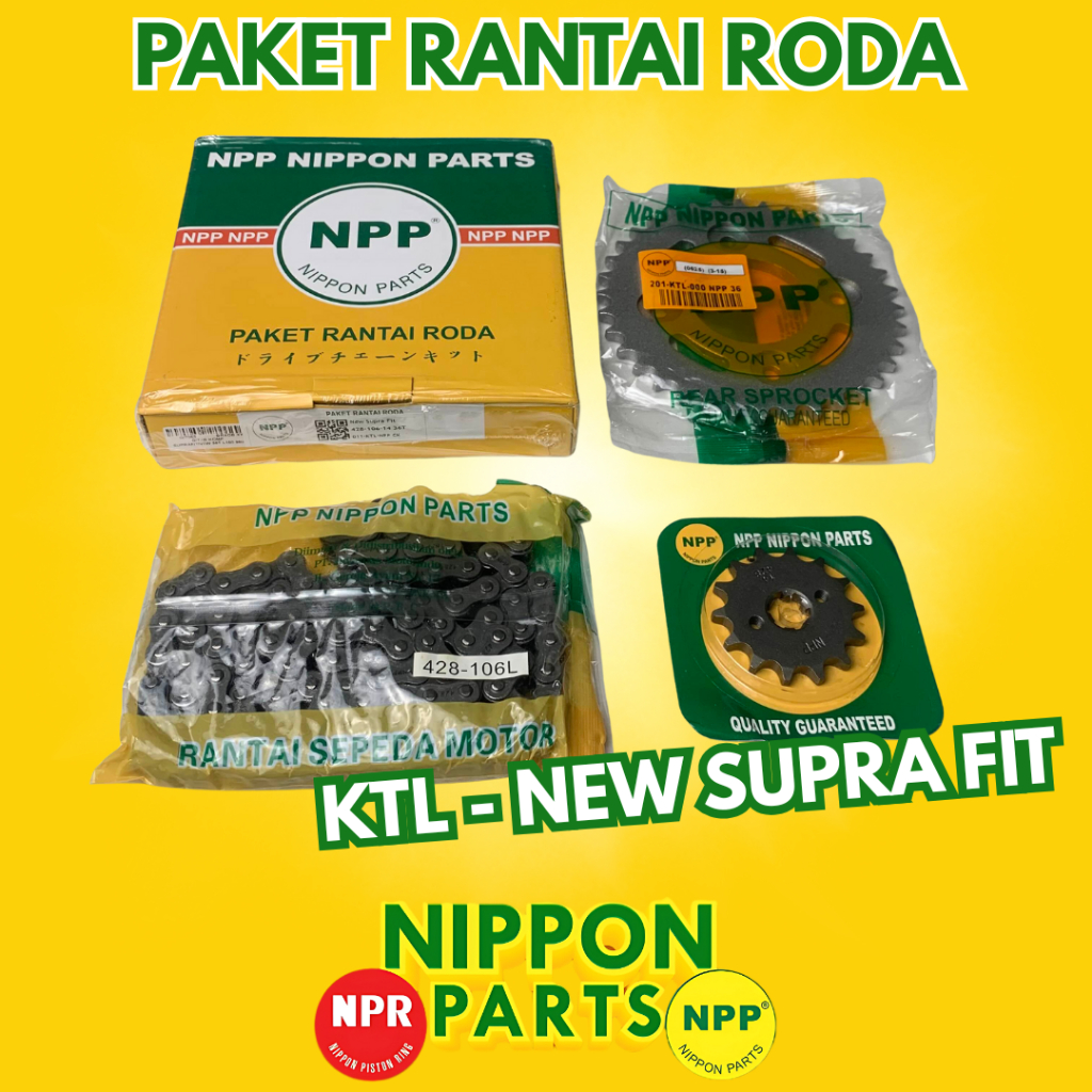Gear Set Paket Supra Fit New Supra X 125 KTL 428 - 106L 14T 36T, 428 - 108L 14T 38T, 428 - 110L 14T 