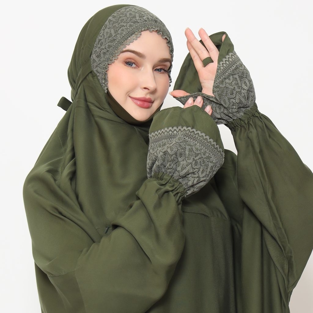 Mukena Terusan Aleena by Elkisa/mukena elkisa/mukena khadijah/mukena malaysia/mukena renda/mukena ra