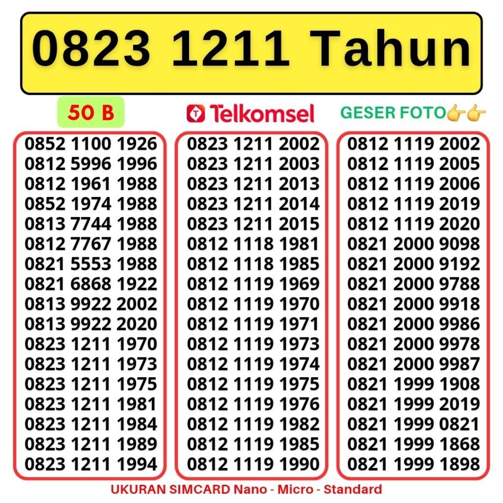 Nomor Cantik Simpati Telkomsel 4G 5G Kartu Perdana Telkomsel Simpati Nocan Simpati Nomer Cantik Telk