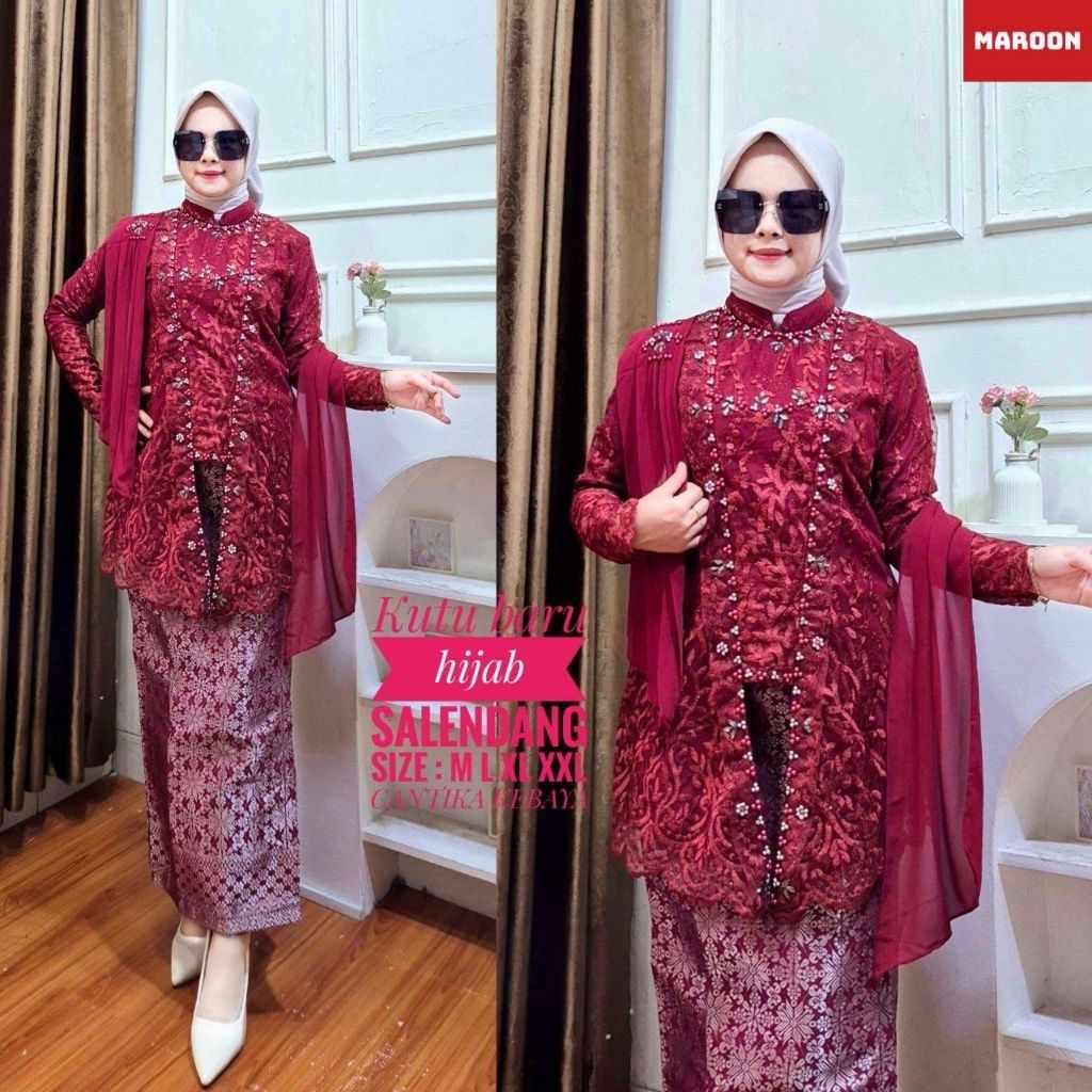 kutu baru hijab selendang set, kebaya kutu baru, kebaya pesta,kebaya modern,kebaya wisuda,kebaya lam