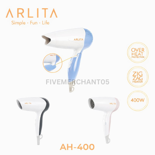 Hair Dryer Kirin Arlita AH 400 Pengering Rambut AH-400 Hairdryer AH400 Low Watt Pengering Rambut Put